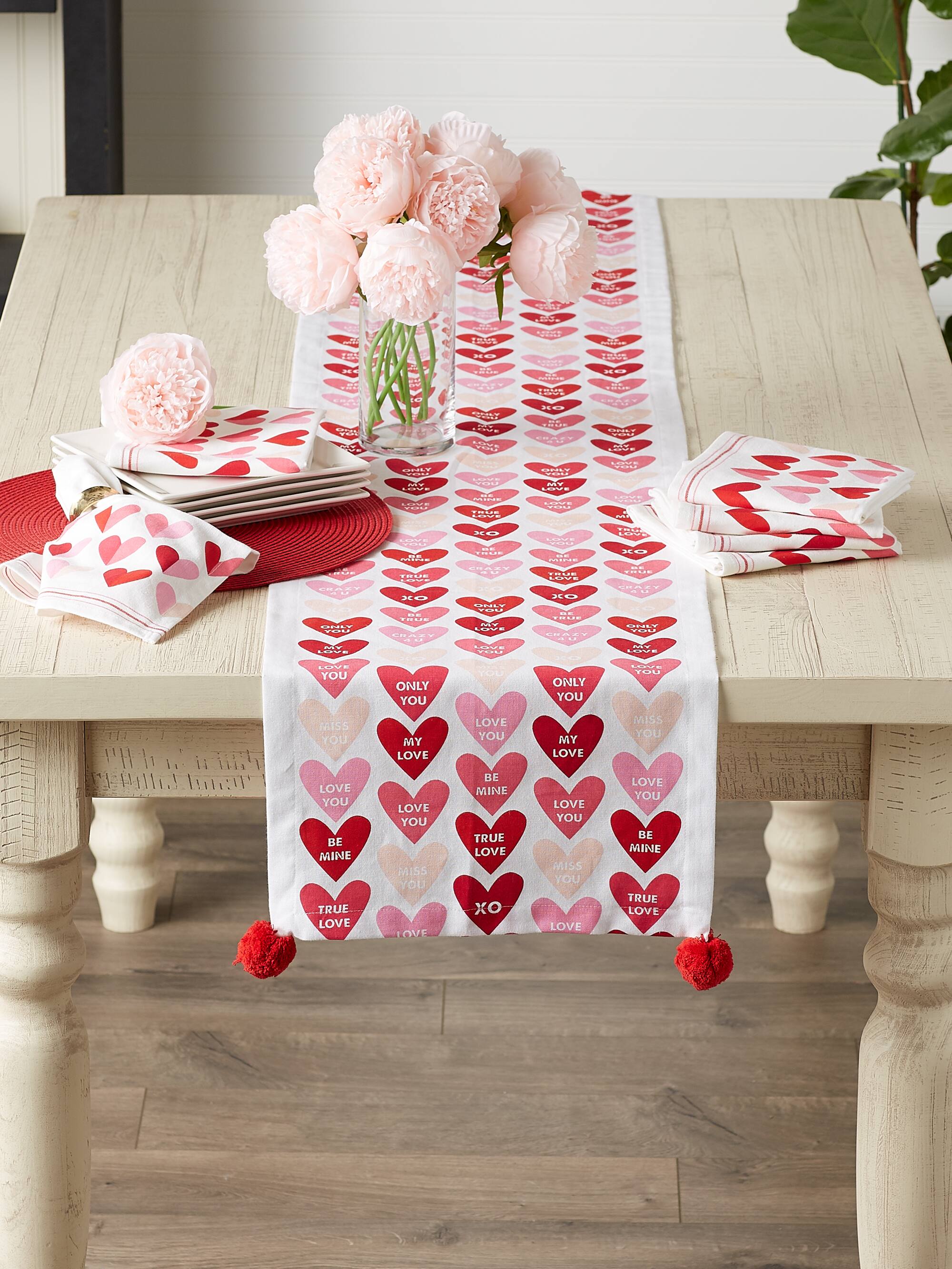 DII® 72" Conversation Hearts Print Table Runner